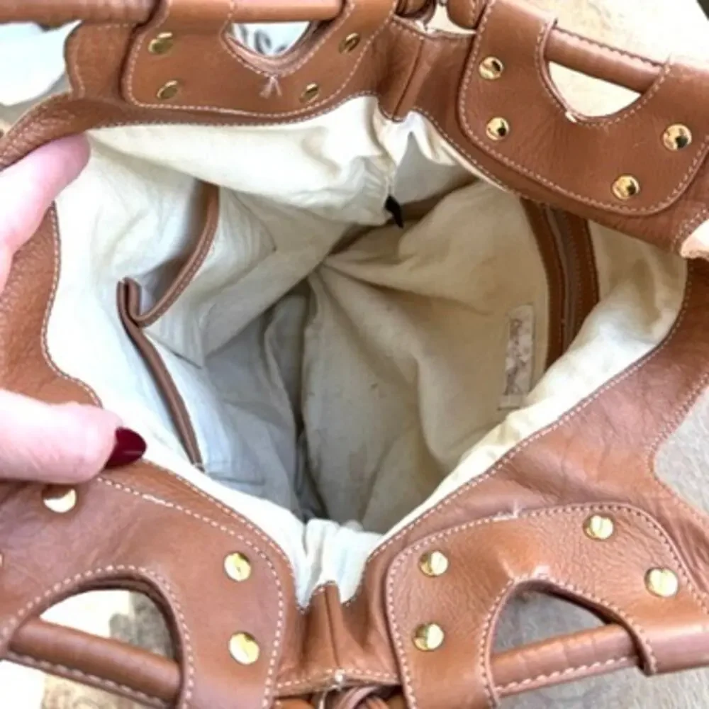 Pietro Alessandro Leather Tote Shoulder Bag‎ Tan Made in New York Boho Statement